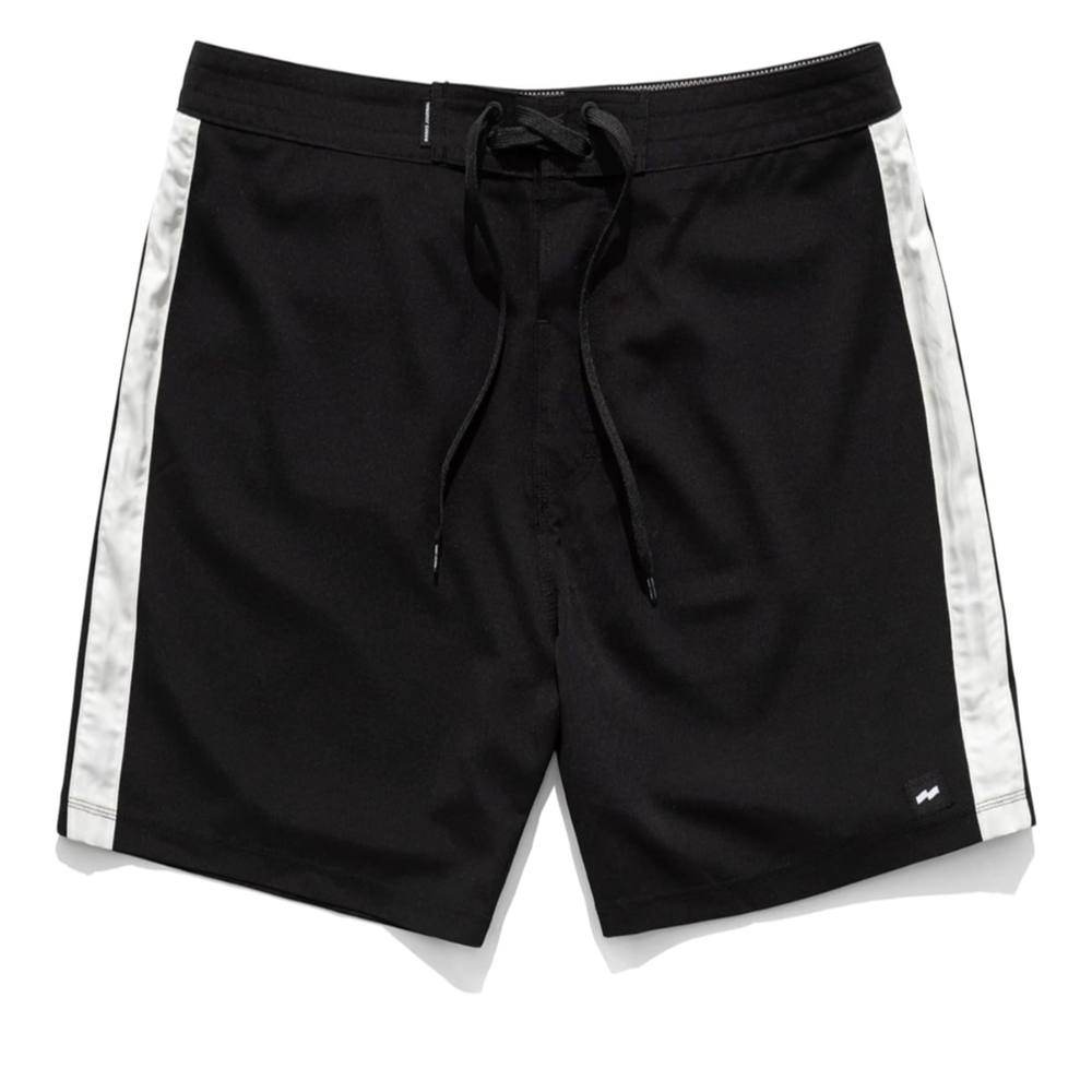 Classic Black Swim Trunks with White Accents